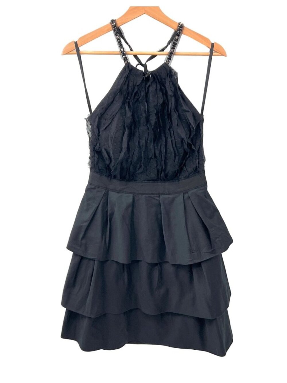 BCBG MaxAzria Tiered Halter Cocktail Mini Dress